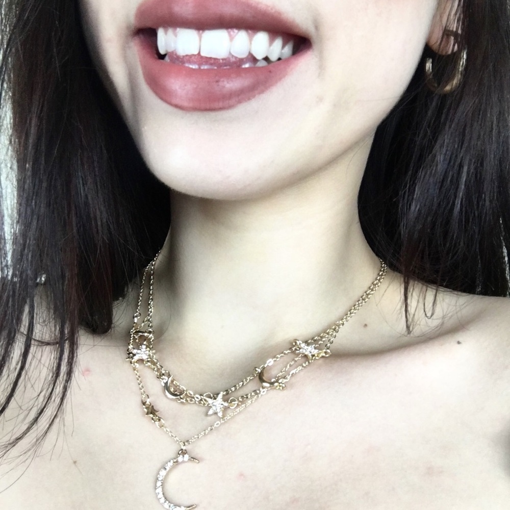Double layer boho moons and stars choker